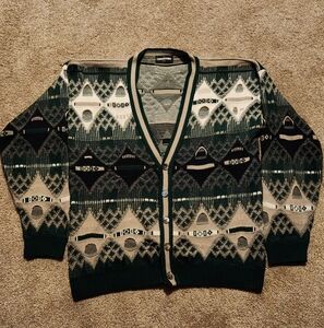 Vtg Crawford Cardigan Sweater Sz L Made in USA Funky